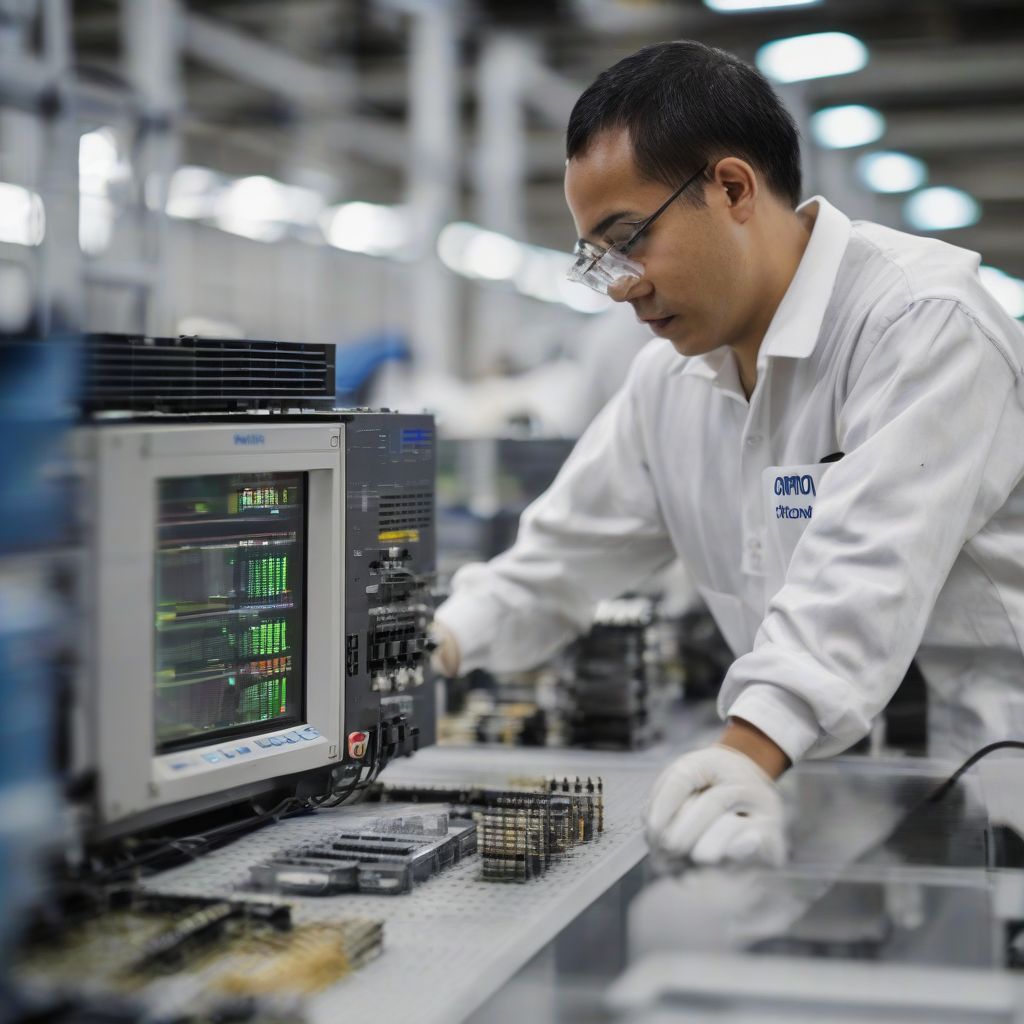 An automation engineer working on an industrial automation system